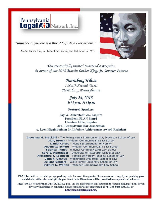 MLK Intern Reception Flyer