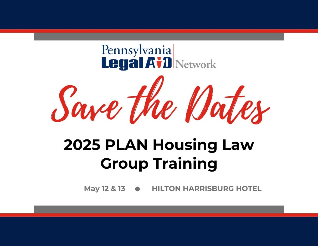 Save The Date - 2025 PLAN Housing Law Group Training