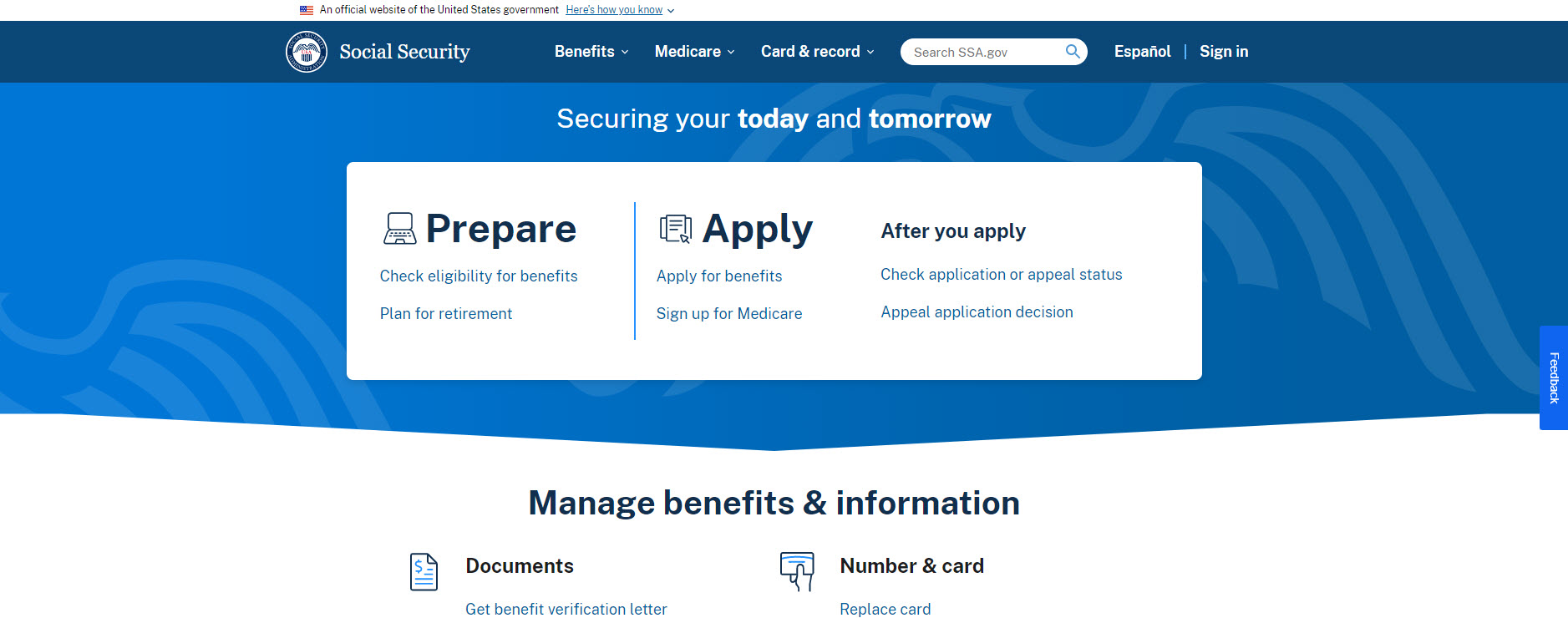 Social Security New Homepage