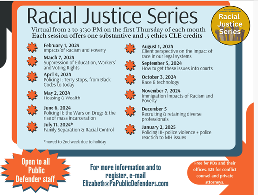 Racial Justice Series Schedule graphic