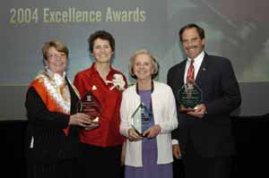 Award Winners Susan E. Sherman, Catherine Carr, Judge Phyllis W. Beck and Carl (Tobey) Oxholm III
