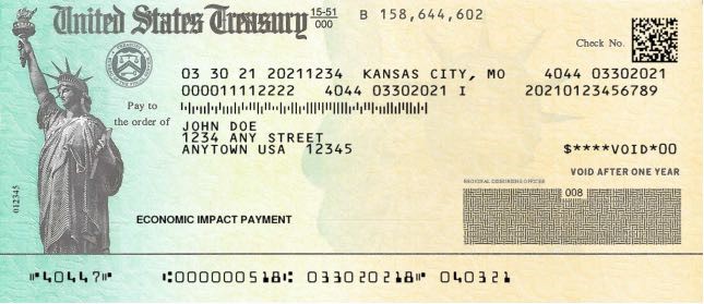 Sample US Treasury Check - EIP