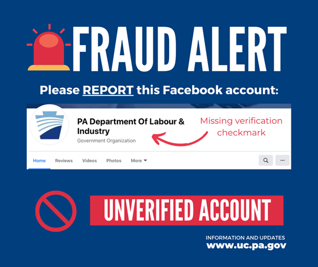 Fraud Alert graphic from PA. Depart. of Labor & Industry